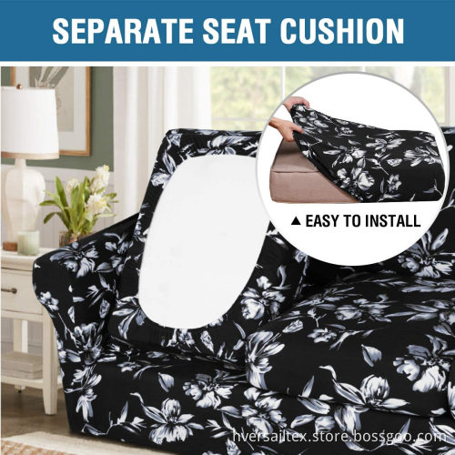Floral Printed Stretch 3-Piece Loveseat Sofa Covers